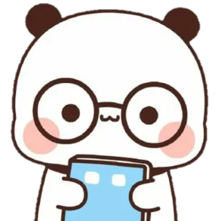 🐻 Panda, Cartoon, Brille, Niedlich, Buch, Tier telegram sticker