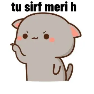 👈 tu sirf meri h 漫画, 猫, かわいい, ヒンディー語, 愛 whatsapp sticker