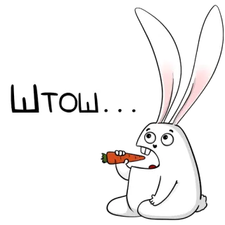 🤨 ШТОШ... lapin, lapinou, carotte, dessin animé, animal whatsapp sticker