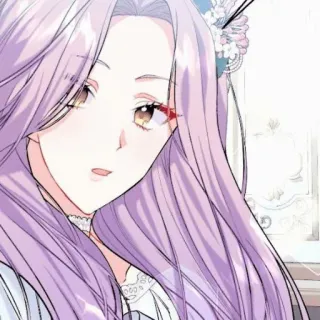 ✨ femme, dessin animé, animé, manga, portrait, cheveux violets telegram sticker