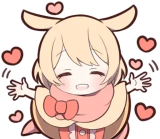 🤔 Anime, Słodkie, Serca, Szczęśliwy, Kawaii telegram sticker