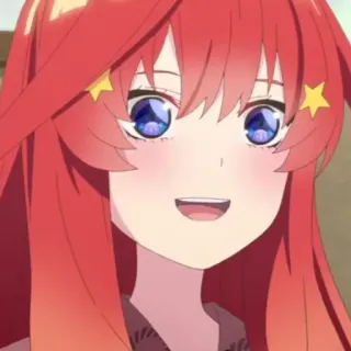 ☕️ Itsuki Nakano The Quintessential Quintuplets anime, garota, cabelo vermelho, estrela, fofa telegram sticker