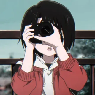 ◾ Anime, Meisje, Camera, Fotografie, Cartoon whatsapp sticker
