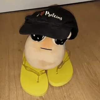 🧢 I LOVE Proteins plush toy, proteins, hat, sunglasses, flip flops, funny telegram sticker