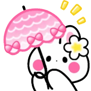 ⭐ 귀여운, 카와이, 우산, 꽃, 토끼 telegram sticker