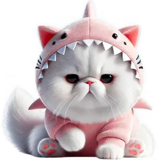 🤬 kat, haai, dier, schattig, kitten, huisdier, pers, roze telegram sticker