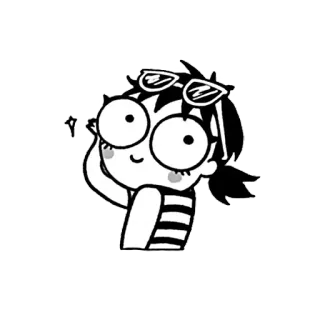 😌 cartoon, girl, sunglasses, glasses, happy, cute telegram sticker