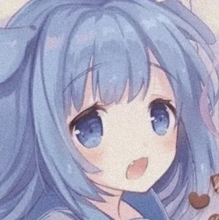 🍬 动漫, 女孩, 可爱, 卡哇伊, 蓝发, 漫画, 卡通 telegram sticker