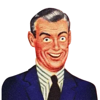 ☹️ Mann, Vintage, Retro, Porträt, Gesicht, Verrückt, Gruselig, Lächeln telegram sticker