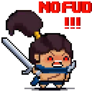 🤬 NO FUD !!! pixel art, zwaard, boos, vechten, spel telegram sticker