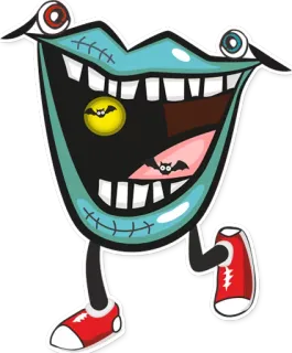😳 monstro, dentes, lábios, olhos, desenho animado, halloween, morcego, assustador telegram sticker