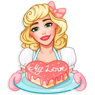 🎂 My Love love, cake, woman, heart, baking telegram sticker