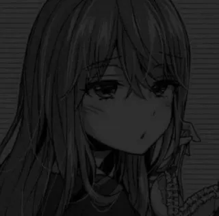 🤨 Anime, Gadis, Sedih, Hitam putih, Manga whatsapp sticker
