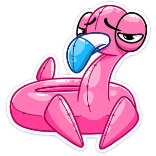 ☹️ flamingo, inflatable, pool float, pink, cartoon, toy whatsapp sticker