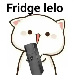😋 Fridge lelo gato, nevera, dibujo animado, lindo, electrodoméstico whatsapp sticker