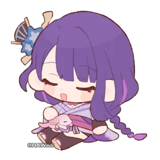 ☺️ @HAWKS chibi, anime, purple hair, cute, sleeping telegram sticker
