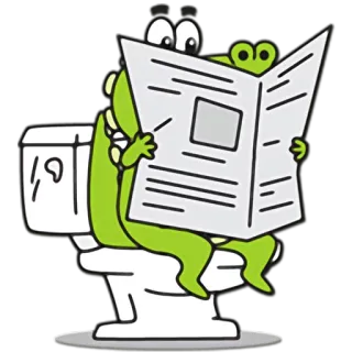 🚽 cartoon, animal, crocodile, toilet, reading, newspaper telegram sticker