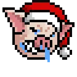 😢 schwein, weihnachten, weihnachtsmannmütze, pixelkunst, weinen whatsapp sticker