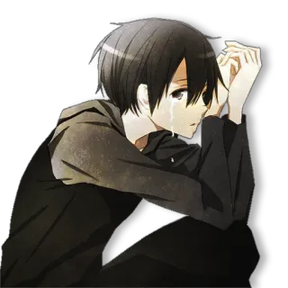 😭 anime, boy, crying, sad, illustration, manga telegram sticker