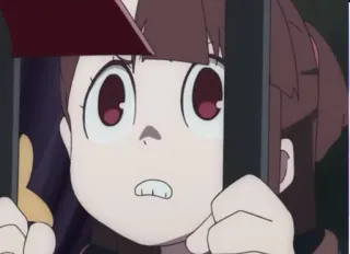 😵 Akko Kagari Little Witch Academia Аниме, Ведьма, Напуганный, Обеспокоенный, Мультфильм, Манга telegram sticker