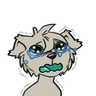 😭 crying, sad, dog, tears, puppy, cartoon, upset, emotional, furry whatsapp sticker