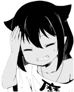 🤦‍♀️ anime girl, cat ears, headache, exhausted, cartoon, manga whatsapp sticker