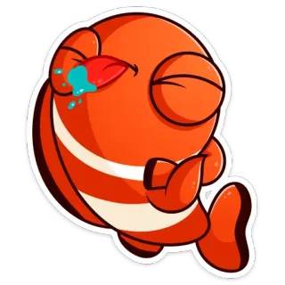 😝 fisch, cartoon, figur, orange, niedlich, illustration whatsapp sticker