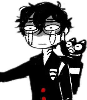 😭 Anime, Dibujos animados, Gato, Dedo corazón, Ofensivo, Sticker telegram sticker