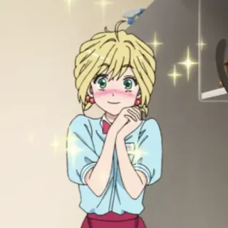 😍 Anime, Chica, Personaje, Pelo rubio, Sonrisa telegram sticker