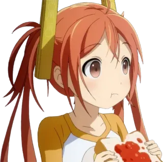 🔅 anime, girl, eating, toast, cute, cartoon, character telegram sticker