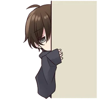 😶 Anime, Chibi, Fofo, Menino, Escondido telegram sticker