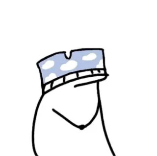 😏 manusia stik, kartun, karakter, sederhana, topi awan telegram sticker