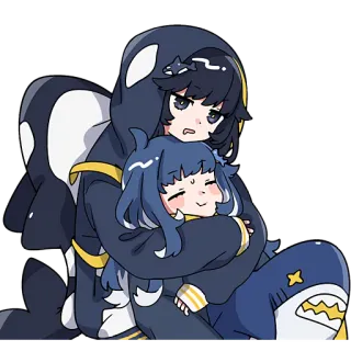 🤗 アニメ, キャラクター, かわいい, フレンドリー, 癒し, サメ telegram sticker