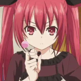 🔥 anime, girl, red hair, lollipop, cartoon, character telegram sticker