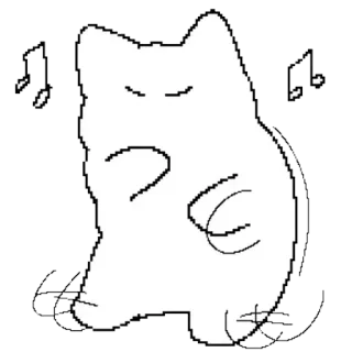 💃 cat, music, dancing, cartoon, cute, white telegram sticker