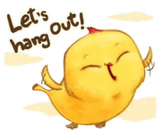 ☺️ Let's hang out! Huhn, Abhängen, Vogel, Süß, Gelb, Tier telegram sticker