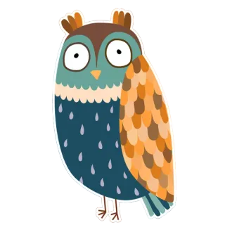 😥 sowa, kreskówka, ptak, słodki, zwierzę telegram sticker