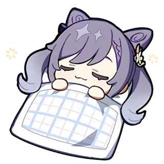 ⚡ Keqing Genshin Impact anime, chibi, genshin impact, keqing, sleeping, cute, kawaii telegram sticker