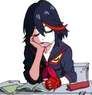 😪 Ryuko Matoi Kill la Kill anime, assonnato, manga, stanco, esausto whatsapp sticker