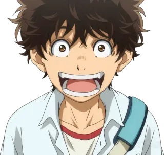 😲 Anime, Menino, Feliz, Animado, Sorriso, Desenho animado telegram sticker