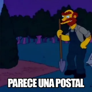 😤 PARECE UNA POSTAL simpson, cartoni animati, pala, giardiniere telegram sticker