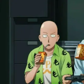 🪶 Saitama One-Punch Man Anime, Personaggio, Saitama, One-Punch Man, Calvo, Bere, Eroe whatsapp sticker