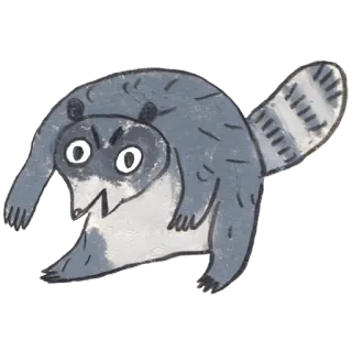 🤨 procione, animale, cartone animato, grigio, adesivo, carino, arrabbiato telegram sticker