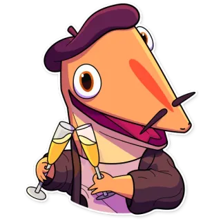 🥂 Cartoon, Toast, Viering, Bril, Baret, Gestileerd, Feest telegram sticker