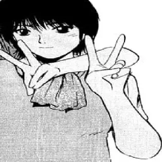 ✌️ Anime, Manga, Segno di pace, Ragazza, Sorridendo, Cartone animato telegram sticker