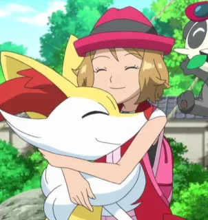 ❤️ Serena Pokemon покемон, серена, аниме, мультфильм, дружба, объятие whatsapp sticker