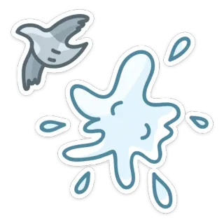 💩 pássaro, cocô, respingo, bagunça, natureza, animal whatsapp sticker
