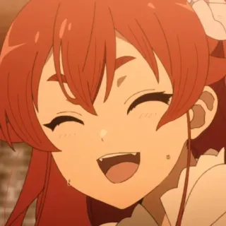 😄 Anime, cô gái, tóc đỏ, nụ cười, dễ thương telegram sticker