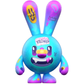 😃 ROKO สติกเกอร์, กระต่าย, roko, กราฟิตี, การ์ตูน, ของเล่น telegram sticker