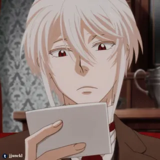 ☕️ William James Moriarty Moriarty the Patriot anime, moriarty, moriarty the patriot, character, red eyes, white hair telegram sticker